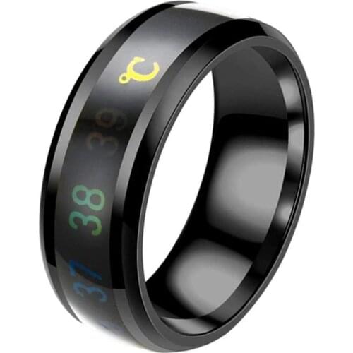 Smart Fashion Cool Rings Thermostats Digital Thermometer Body Temperature Sensor Smart Rings Stainless Steel Casual Rings