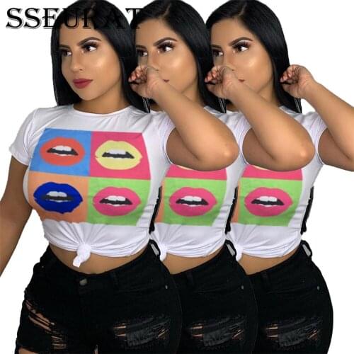 SSEURAT Streetwear Female T-shirt Print Harajuku T-shirts for Women Summer Short SleeveT-shirt Tops