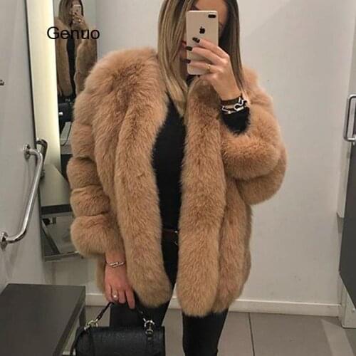 Faux Fox Fur Overcoat Plus Size Thicken Warm Long Coats Female New Autumn Winter Outwear High Quality Fur Coat Women Clothes