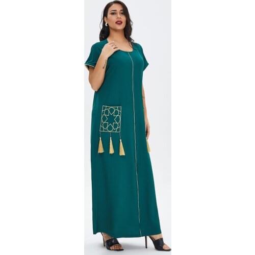 2021 Vestido De Mujer Dubai Turkey Muslim Fashion Embroidery Tassel Printed Long Maxi Dress African Dresses For Women Robe Femme