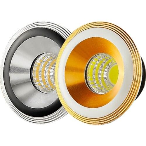 Gold Black 3W COB Spotlights Mini led ceiling Downlight AC85-265V lighting bulb for cabinet counter showcase with Drive
