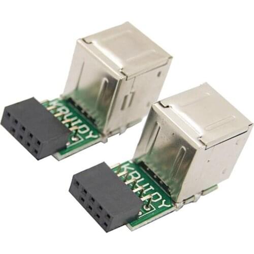 10pcs 9pin Motherboard to Dual USB 2.0 Port Jack A Female Adapter Converter PCB Board Card Extender Compter Connectors