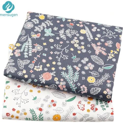 2 pcs/lot Grey White Floral Printed 100% Cotton Fabric For Patchwork Pillow letter Kids Headband Baby Shoes DIY Scrapbook Cloth