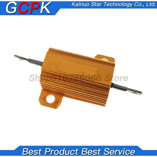 2PCS RX24 10W Aluminium Housed High Power Resistor Metal Shell Heatsink 1 2 3 4 5 10 20 50 100 200 1K ohm Multiple Resistance