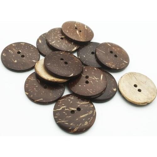 30mm 20PCS Natural Eco-friendly Coconut Shell Wood Button For Clothing 2Holes Children Scrapbook Decorative Sewing Accessories