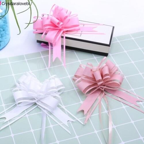 200pcs Middle Size 30mm solid color silver/black/beige Pull Bow Ribbon Gift Packing flower Bow knot Party Wedding Car Room Decor