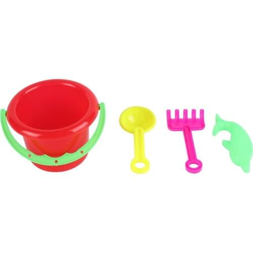 4pcs Novelty Mini Beach Toys Set Sand Pails Bucket With Shovel Rake Summer Pool Beach Sand Play Toys Gift For Children Kids