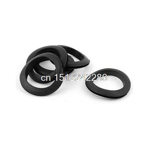 5 x Black Rubber 50mm Open Hole Ring Double Side Cable Wiring Grommet
