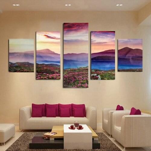 5 Piece Romantic Mountain Wild Nordic Minimalist Style Stitching Combination Home Modern Bedroom Living Room Decoration Poster