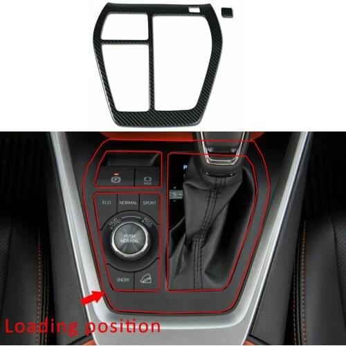 Carbon Fiber Fit For 2019 2020 Toyota RAV4 Gear Shift Shifter Panel Control Frame Protector Cover Trim
