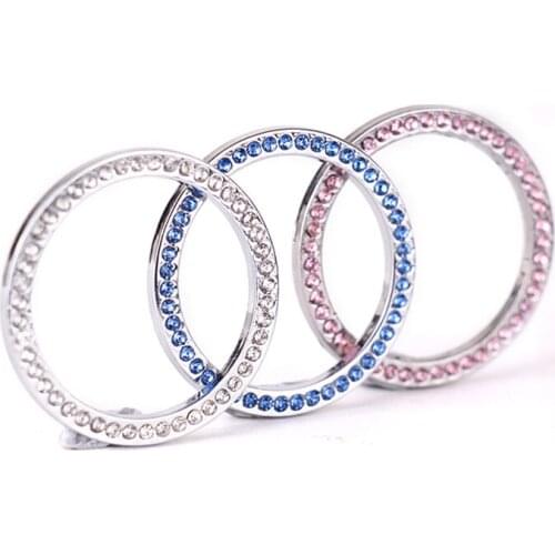 Car Accessories Start Switch Silver Diamond Rhinestone Ring Decor Car One-button Start Decorative Car Stickers