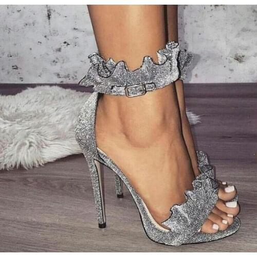 Ladies Elegant Laciness Buckle Strap Dress sandal Woman open Toe High Heels Summer Gladiator Sandals custom make color