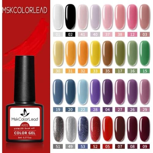 Msk Color Lead Nail Gel Polish 60 Colors Nail Gel 8ML For Baking Nail Art Manicure Semi Permanent Top Coat UV LED Gel Varnish