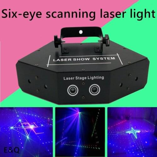 Hot selling six-eye fan-shaped laser voice control flash scanning light dj equipment disco ball dance party wedding performance