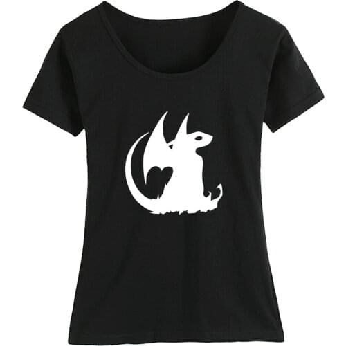Cotton Girl Woman Short Sleeve T Shirt How To Train Your Dragon Toothless Night Fury Hidden World King Summer ZIIART
