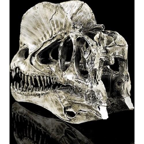 Dinosaur Skull Replica Skeleton Model Aquarium Ornament Antique Yellow