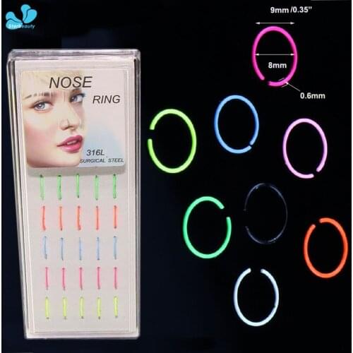 40Pcs/Lot Mix Color 316L Steel Women Fashion choker Fake Nose Ring Piercing Hoop Nose Stud Rings Body Piercing Jewelry For Women