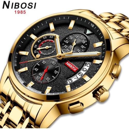 NIBOSI Quartz Watch Men Sport Watches Men Top Band Luxury Military Clock Waterproof Mens Gold Wrist Watch Relogio Masculino
