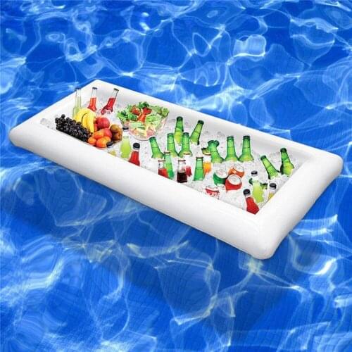Summer Pool Inflatable Ice Bar Tray Beach Barbecue Picnic Party Salad Plate Pool Float Water Cup Food Drink Floating Row Holder