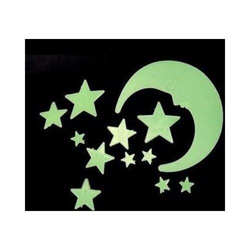 Moon Star Noctilucent Glow In The Dark Plastic Wall Sticker Kid Decal
