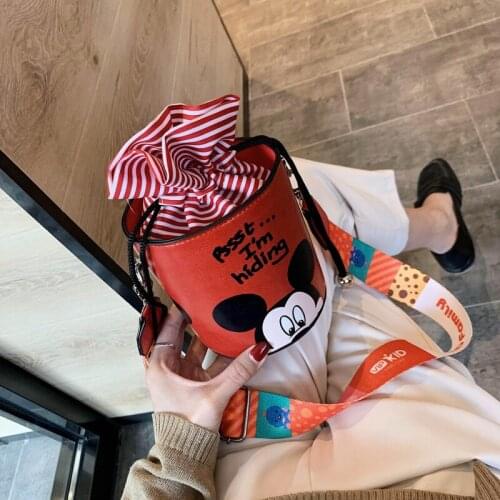 Disney small handbag new fashion printing Mickey Mouse cute cartoon girl wild mini crossbody bucket small coin bag