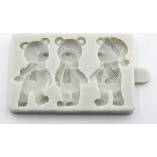 Lovely Cartoon bear fondant cake border Decoration silicone mold chocolate sugarcraft jelly candy mold DIY baking tool