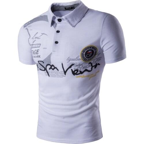 Letter Graphic Print Short Sleeve Polo Shirt Mens Tops Personality Fashion Polo Shirt