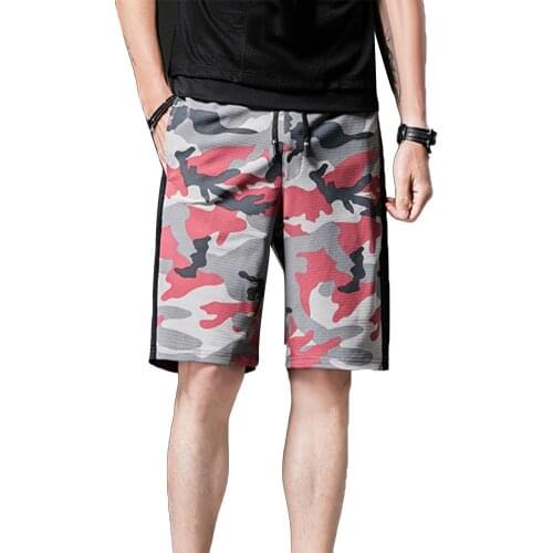 Men Stylish Camouflage Patchwork Pockets Elastic Beach Surfing Loose Shorts