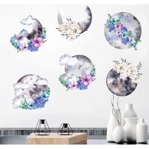 Chinese Ink Flower Wall Stickers Boy Girl Room Decor Aesthetic Vinyl Bedroom DIY Wallpaper for Living Room