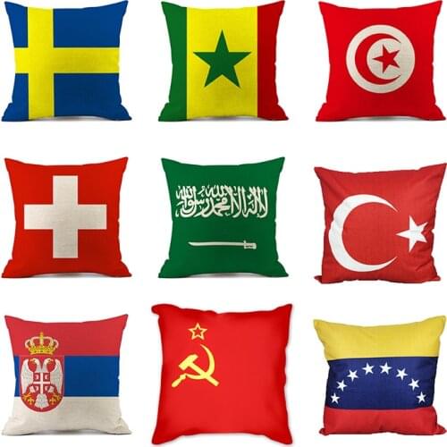 United States Sweden Switzerland Nigeria Pillow Case Cushion Cover for Car Sofa Super Soft Plush Decor National flag Pillowcase