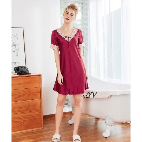 Summer Sexy Night Dress Lace Nightgow Womens New Lingerie Nightwear Silk Nightdress Homewear Sleepwear Home Clothes Negligee