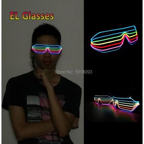 New design 2 Style Mulit-color Novelty Lighting EL Wire Shutter Glasses By DC3V Steady on Driver For Party decoration