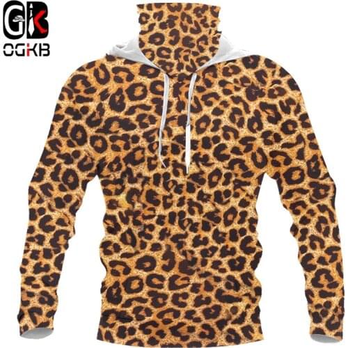 OGKB 3D Printed Mens Mask Hoodies New Fashion Long Sleeve Sweatshirt With Mask Animal Leopard Streetwear Homme DIY Clothing