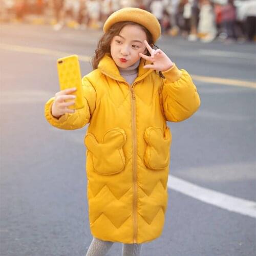 For Autumn Winter Warm Girls Jacket Coats Four Colors For 4 5 6 8 10 12 Yrs Warm Girls Long Coats Winter Casual Down Outerwear