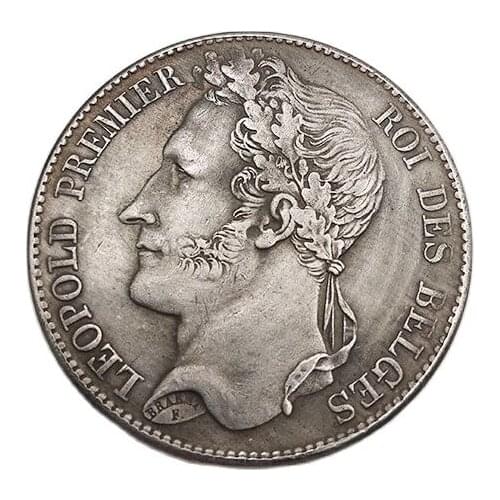 Belgium 1838 Commemorative Coin 5 Francs Leopold Premier Roi Des Belges Coin Collection Souvenirs Home Decoration Crafts Gift