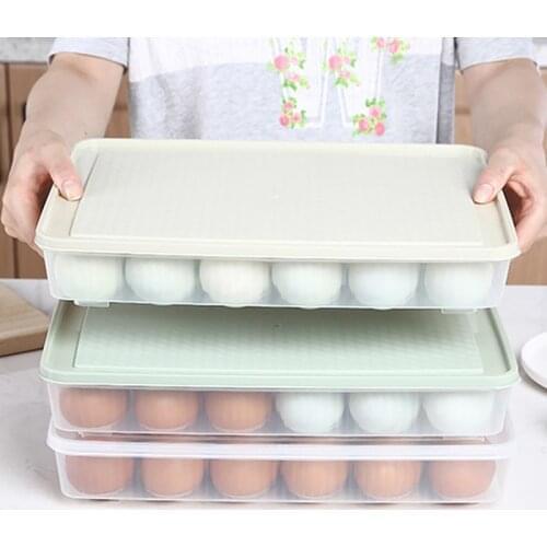Plastic Egg Container Case Refrigerator 24 Grid Tray Holder Storage Box Organizer Kitchen Supplies Tools