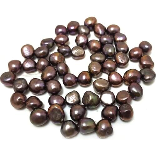 16 inches 8-9mm Gray Natural High Luster Side Drilled Flat Baroque Pearl Loose Strand