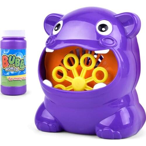 Cute Hippo Electric Automatic Bubble Machine Blower Maker Party Outdoor Kids Toy