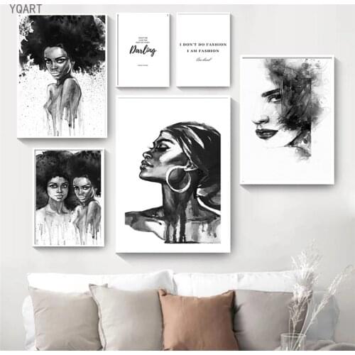 Nordic Art Black White Watercolor Woman Print Sexy Female Posters Canvas Art Beauty Wall Pictures Painting for Modern Home Decor