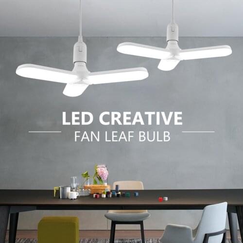 60W E27 Folding Deformable Foldable Lamp Fan Blade LED Creative Fixture Adjustable 90°Garage Lampada Light Bulb for Living Room