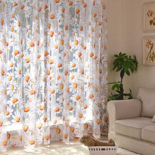 ENHAO Modern Sun Floral Tulle Curtains for Living Room Bedroom Kitchen Luxury Sheer Curtains for Window Tulle Curtains Drapes