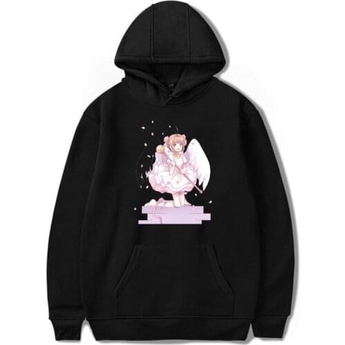 Japan Anime Sakura Card Captor Hoodies Women Men Hip Hop Sweatshirts Tops Harajuku Thin Velvet Warm Printed HoodedTracksuit Coat