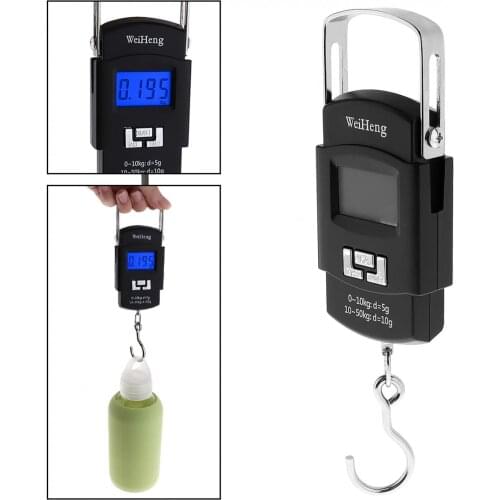 50KG/110LB 10g Electronic Portable Digital Scale Hanging Hook Fishing Travel Luggage Weight Scale for Baggage Balance Steelyard