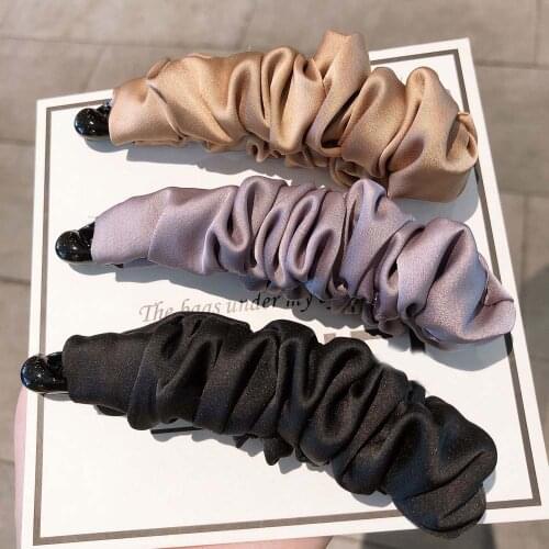 Korean Folds Fabric Cloth Banana Clip Ponytail Holder Women Girls Simple Large Size Hair Claw Vertical Clip Hairpin 12 cm