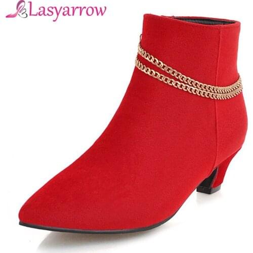 Lasyarrow ladies chaussure women spring autumn shoes woman zapatos mujer sapato girls ankle boots square chunky low heels bootie