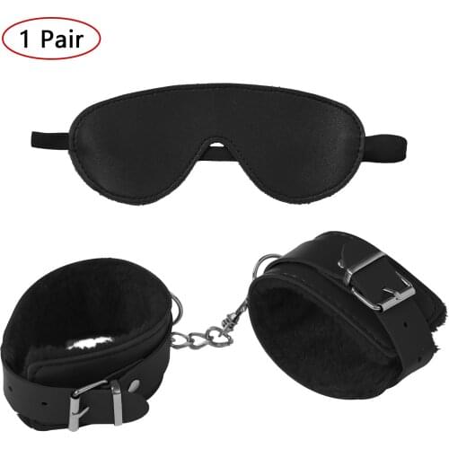Women Female Nightclub Cosplay Costumes Role Play Toys Accessories Sets Plush Wrist Cuffs With PU Leather Blindfold/Whip