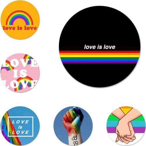 Love is love Gay Lesbian LGBT Icons Pins Badge Decoration Brooches Metal Badges For Clothes Backpack Decoration 58mm