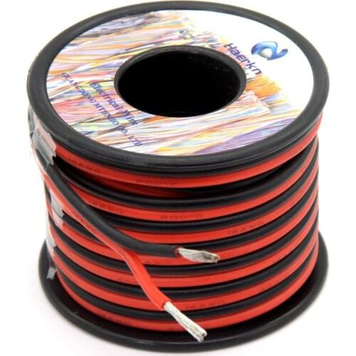 14 awg Silicone Electrical Wire 2 Conductor Parallel Wire line 15m [Black 7.5m Red 7.5m] Hook Up oxygen Tinned copper