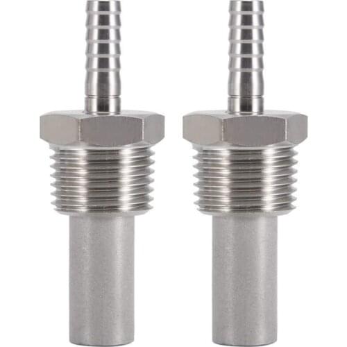 2.0 Micrometre 1/2Inch MPT Oxygen Diffusion Stone-1/4Inch Barb Inline Carbonation Aeration Stone for Homebrew Wine Beer