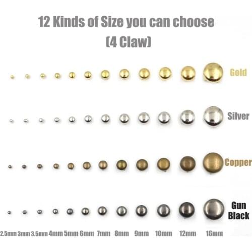 2.5-16mm100pcs Round Dome Rivets Spike Studs Spots Nailhead Punk Rock DIY Leather Craft For Shoes Clothing Bag Parts Decoration